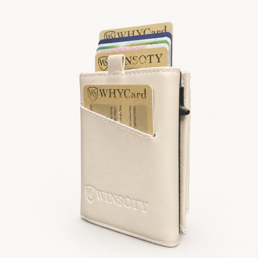 WINSOTY Geldbörse Leder Ivory