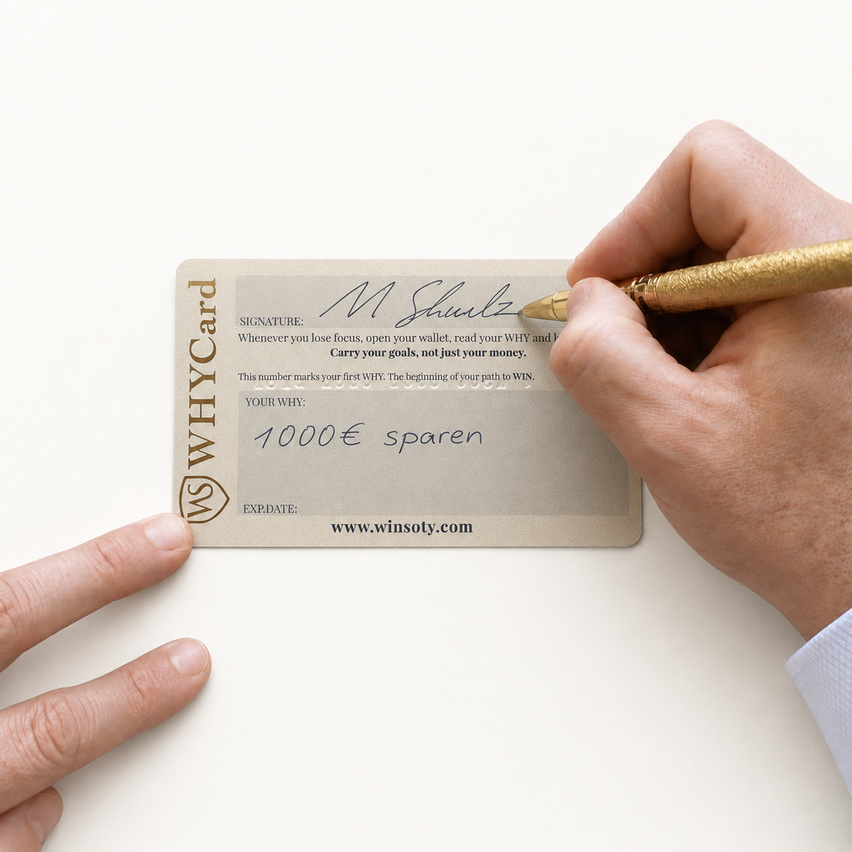 Persönliche Unterschrift wird in das Feld Signature eingetragen